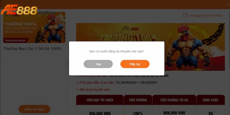 Cách thức đăng ký nhận tiền thưởng 100% nạp lần 2